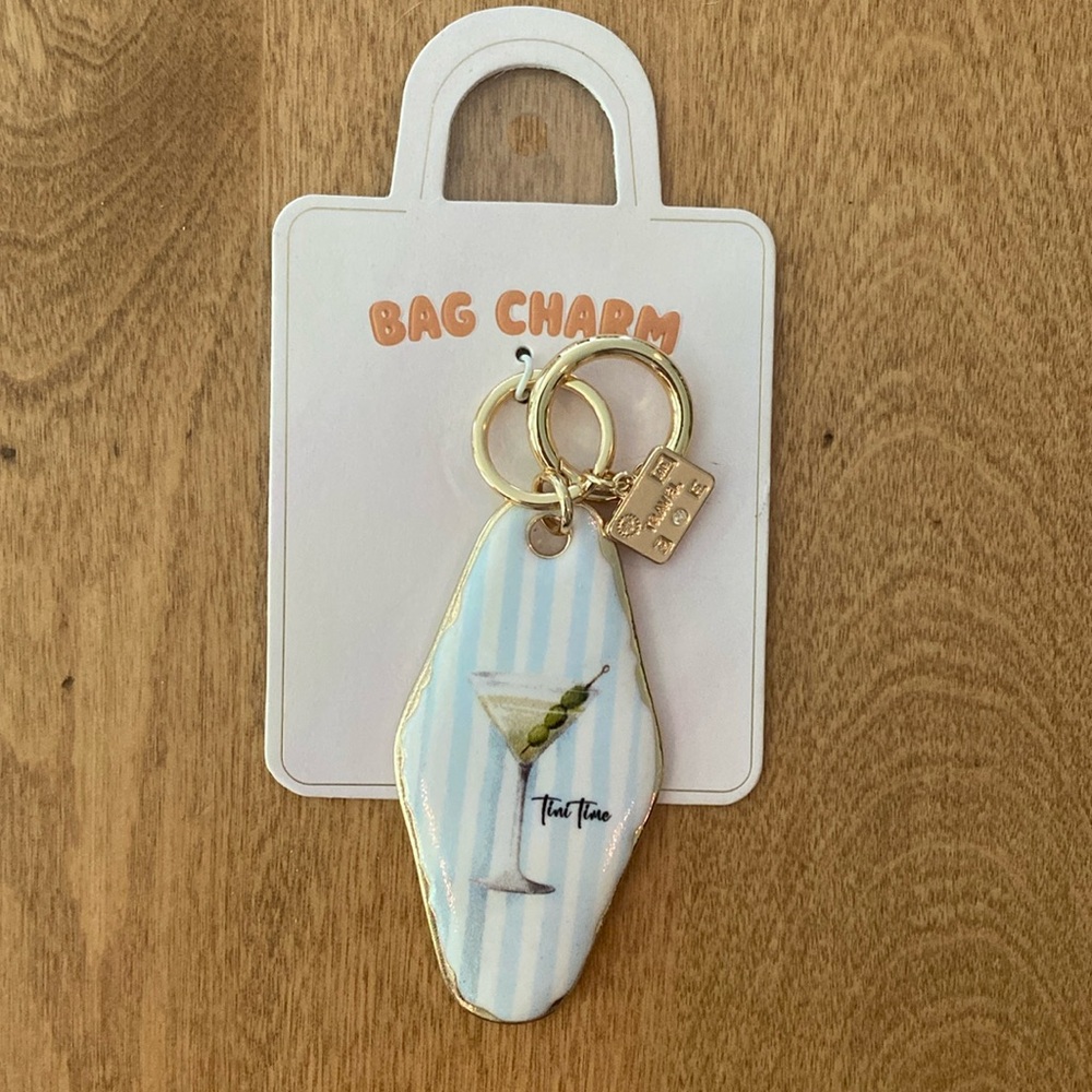 Anthropologie Martini Tini Time Motel Key Bag Charm with Gold Accents